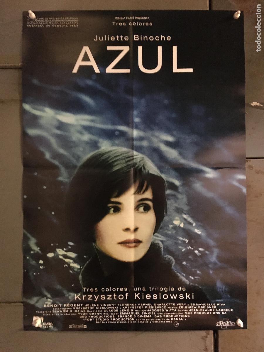Cine: ODC D012 AZUL JULIETTE BINOCHE KIESLOWSKI POSTER ORIGINAL 50x70 ESTRENO h3