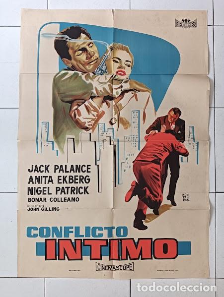 Cine: SMP 2841 CONFLICTO INTIMO ANITA EKBERG JACK PALANCE MONTALBAN POSTER ORIGINAL 70X100 ESTRENO