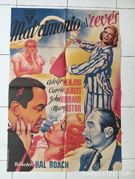Cine: SMP 2844 MATRIMONIO AL REVES CAROLE LANDIS MARY ASTOR ADOLPHE MENJOU POSTER ORIG 70X100 ESTRENO LITO