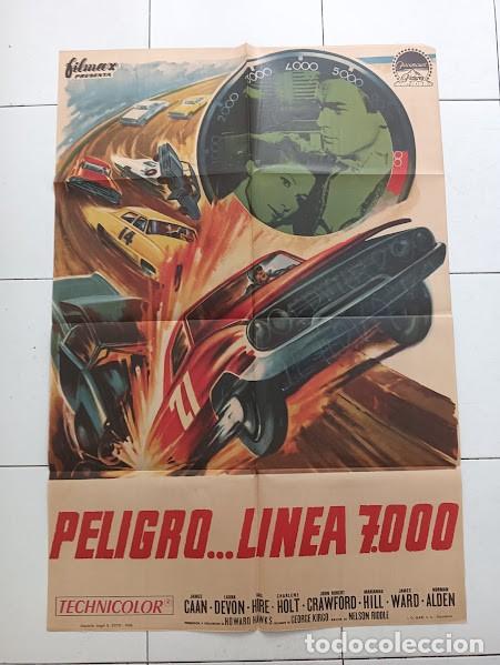 Cine: SMP 2845 PELIGRO LINEA 7000 HOWARD HAWKS AUTOMOVILISMO POSTER ORIGINAL ESTRENO 70X100