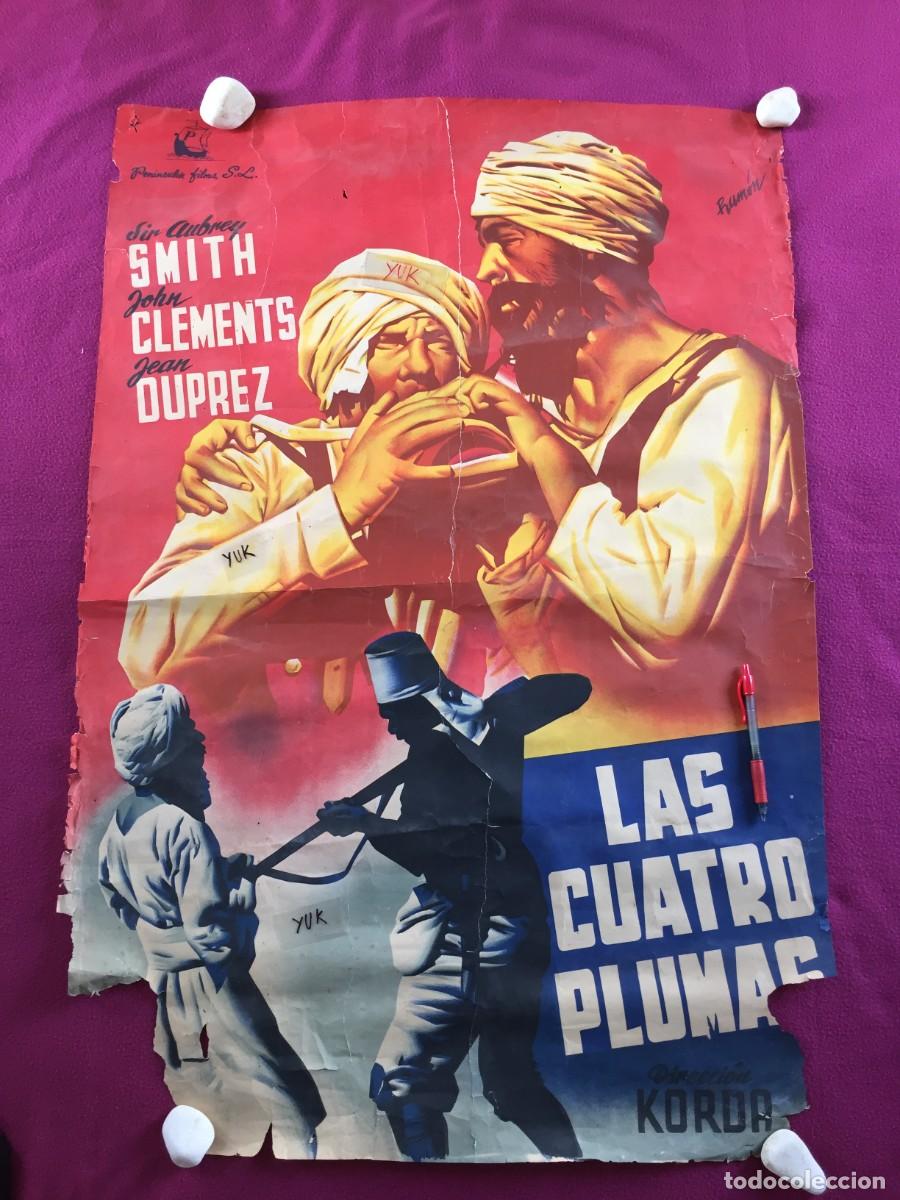 Cine: RARO CARTEL 1939 - LAS CUATRO PLUMAS ZOLTAN KORDA JOHN CLEMENTS - ORIGINAL 69X100