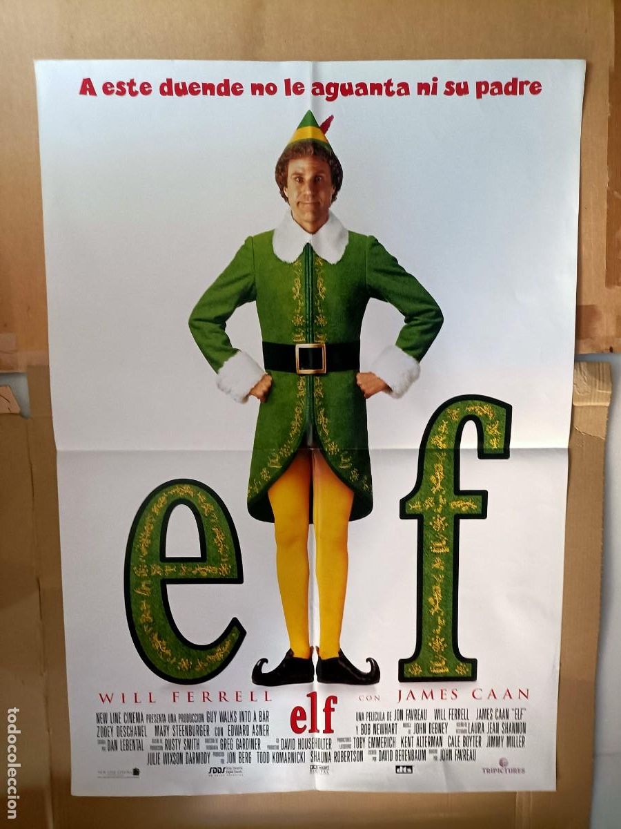 Cinema: POSTER CARTEL DE LA PEL&Iacute;CULA, ELF. WILL FERRELL, JAMES CAAN. 98X68 CM.