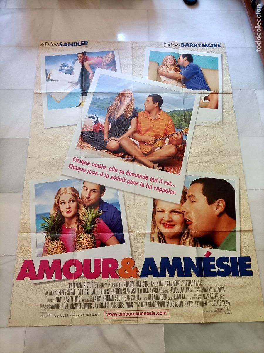 Cine: POSTER CARTEL DE LA PEL&Iacute;CULA, AMOUR Y AMN&Eacute;SIE. (50 FIRST DATES) 154x114 CM.