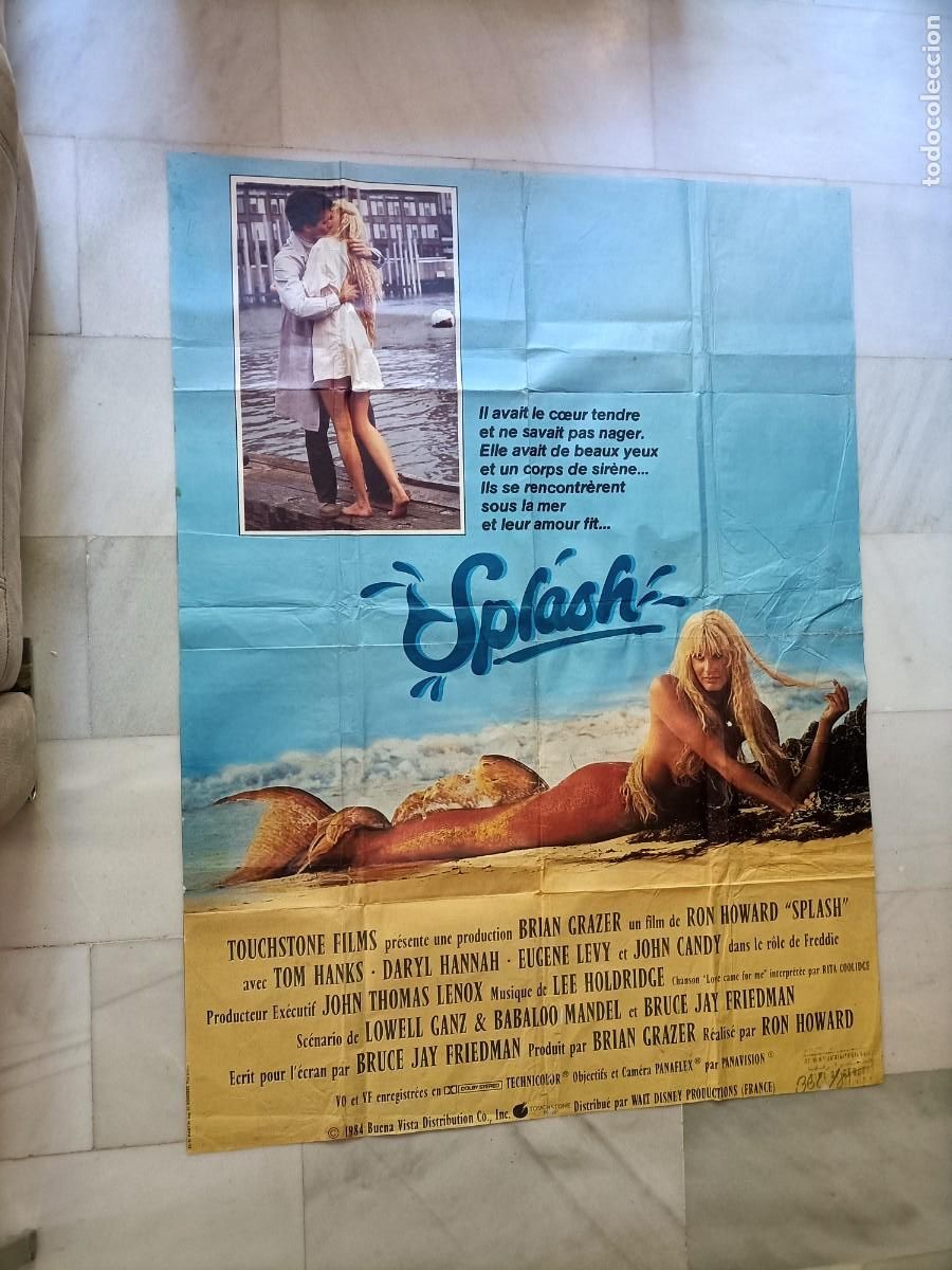 Cine: POSTER CARTEL DE LA PEL&Iacute;CULA, SPLASH. TOM HANKS 150x112 CM. EJEMPLAR &Uacute;NICO.