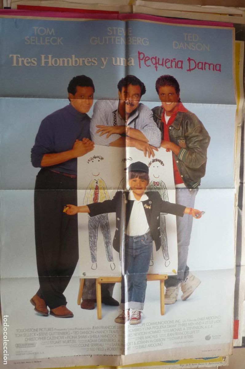 Cine: cartel cine 1 x 7o tres hombres y una peque&ntilde;a dama tom selleck