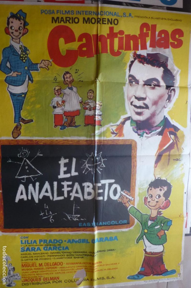 Cine: cartel cine 1 x 7o el analfabeto cantinflas