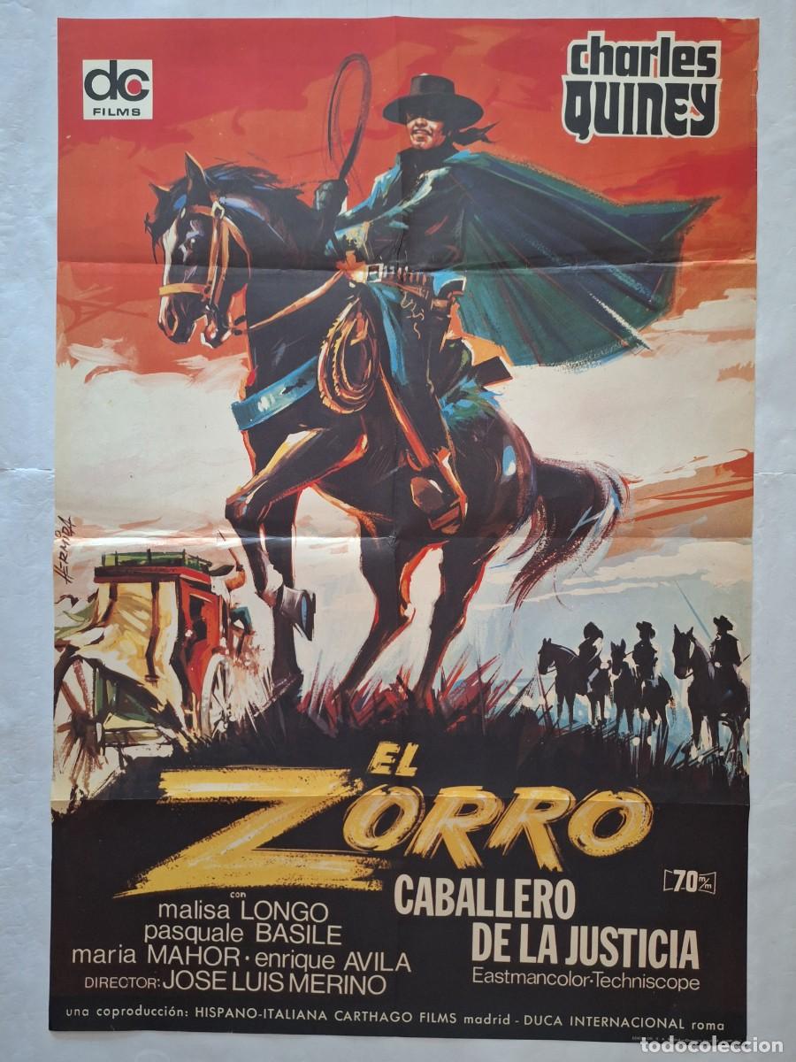 Cine: ANTIGUO CARTEL CINE EL ZORRO CABALLERO DE LA JUSTICIA A&Ntilde;O 1971 RV P-2102