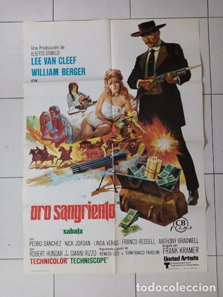 Cine: VKD 2832 ORO SANGRIENTO SABATA LEE VAN CLEEF SPAGHETTI POSTER ORIGINAL 70X100 ESTRENO raro