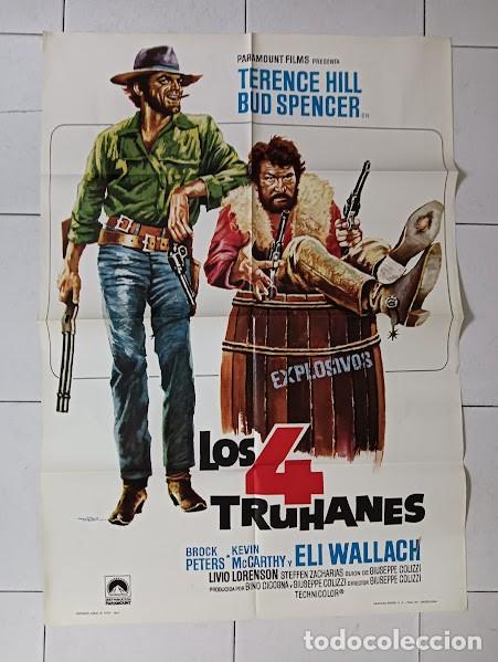 Cine: VKD 2833 LOS 4 TRUHANES TERENCE HILL BUD SPENCER SPAGHETTI MAC POSTER ORIGINAL 70X100 ESPA&Ntilde;OL raro