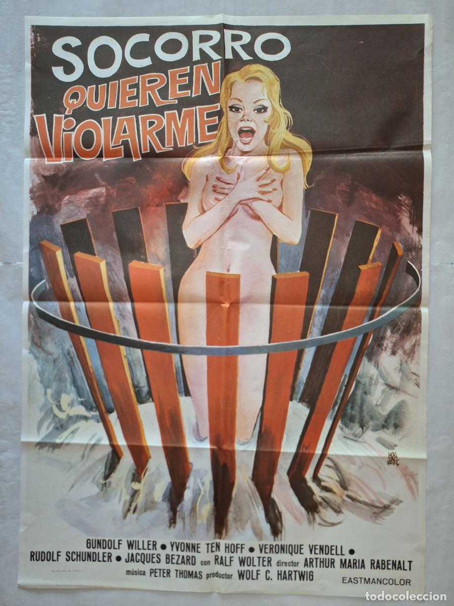 Cine: ANTIGUO CARTEL CINE SOCORRO QUIEREN VIOLARME A&Ntilde;O 1978 MONTALBAN RV P-2110