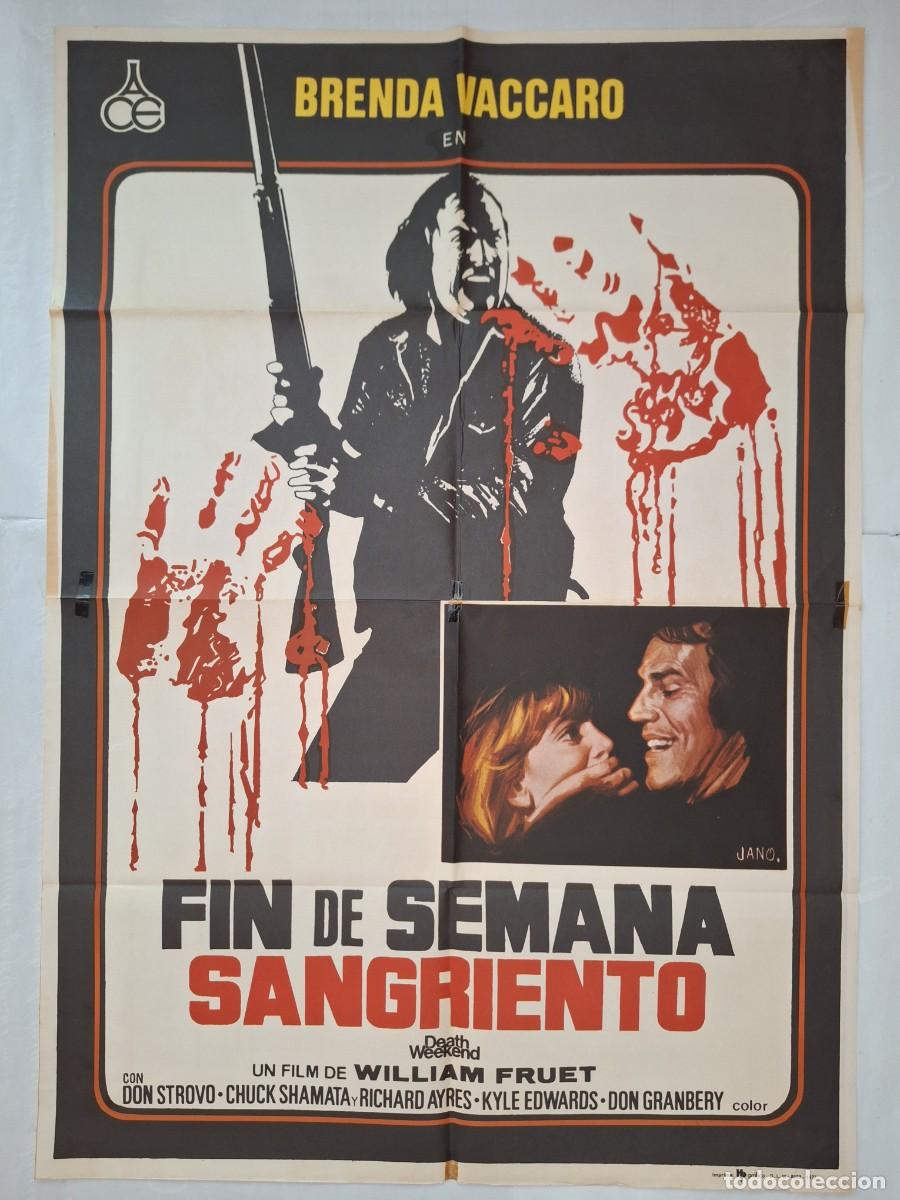 Cine: ANTIGUO CARTEL CINE FIN DE SEMANA SANGRIENTO 1977 TERROR JANO RV P-2112