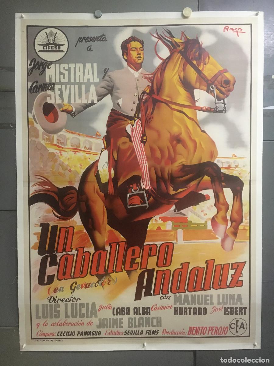 Kino: R0650 UN CABALLERO ANDALUZ CARMEN SEVILLA CIFESA POSTER ORIGINAL 2 HOJAS 100X140 ENTELADO LITOGRAFIA