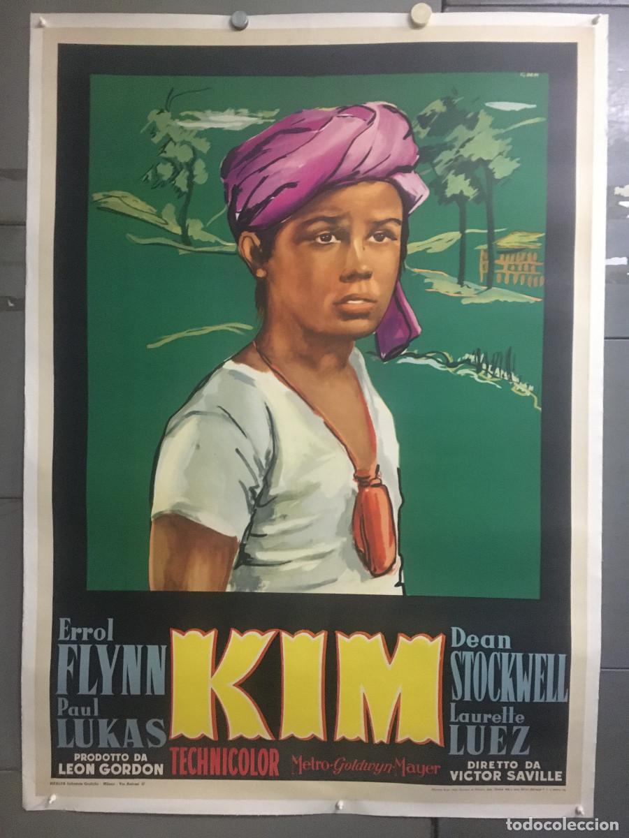 Kino: R0654 KIM DE LA INDIA ERROL FLYNN DEAN STOCKWELL BRINI POSTER ORIGINAL ITALIANO 100X140 ENTELADO