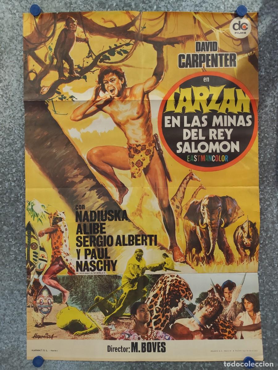 Cine: Tarz&aacute;n en las minas del rey Salom&oacute;n. David Carpenter, Nadiuska, Paul Naschy A&Ntilde;O 1977 POSTER ORIGINAL