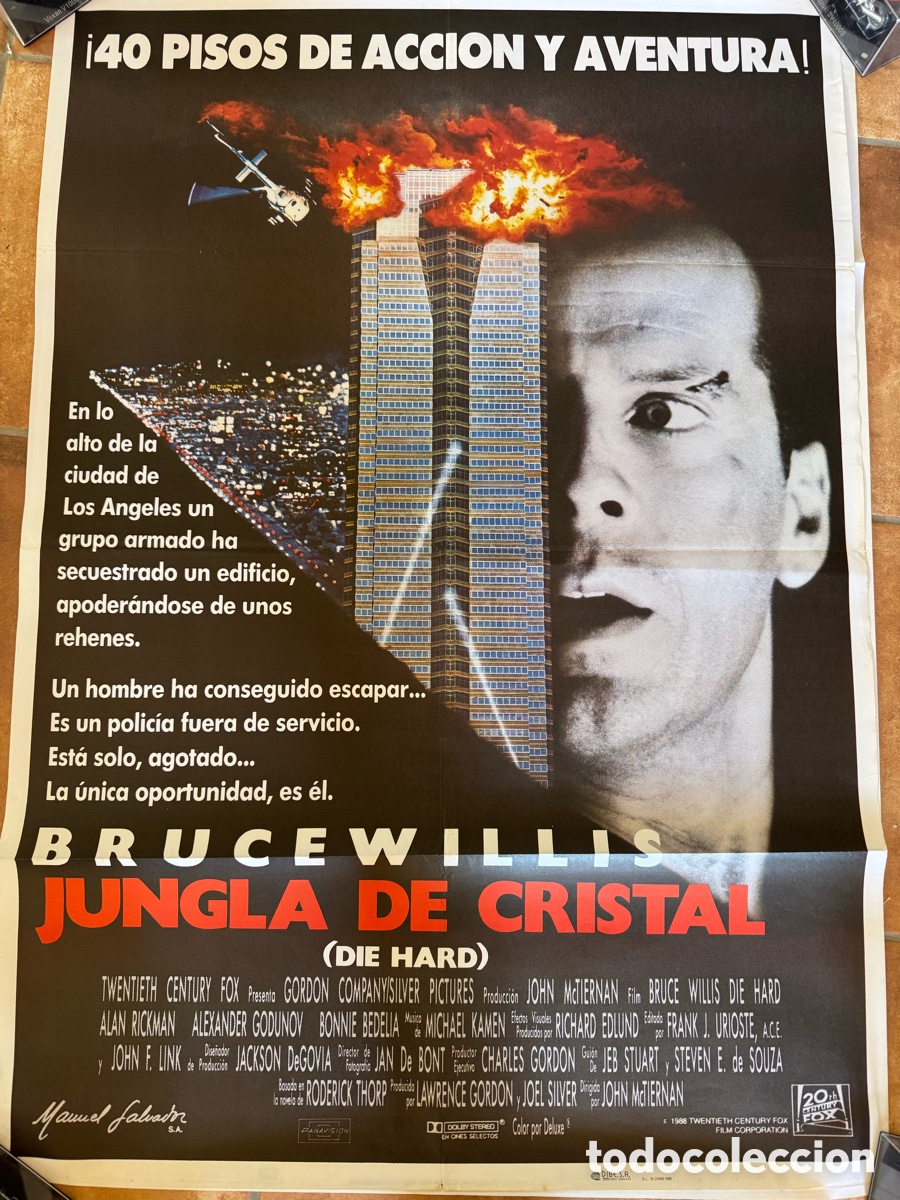 Cine: LA JUNGLA DE CRISTAL BRUCE WILLIS ALAN RICKMAN POSTER ORIGINAL 70X100 ESTRENO