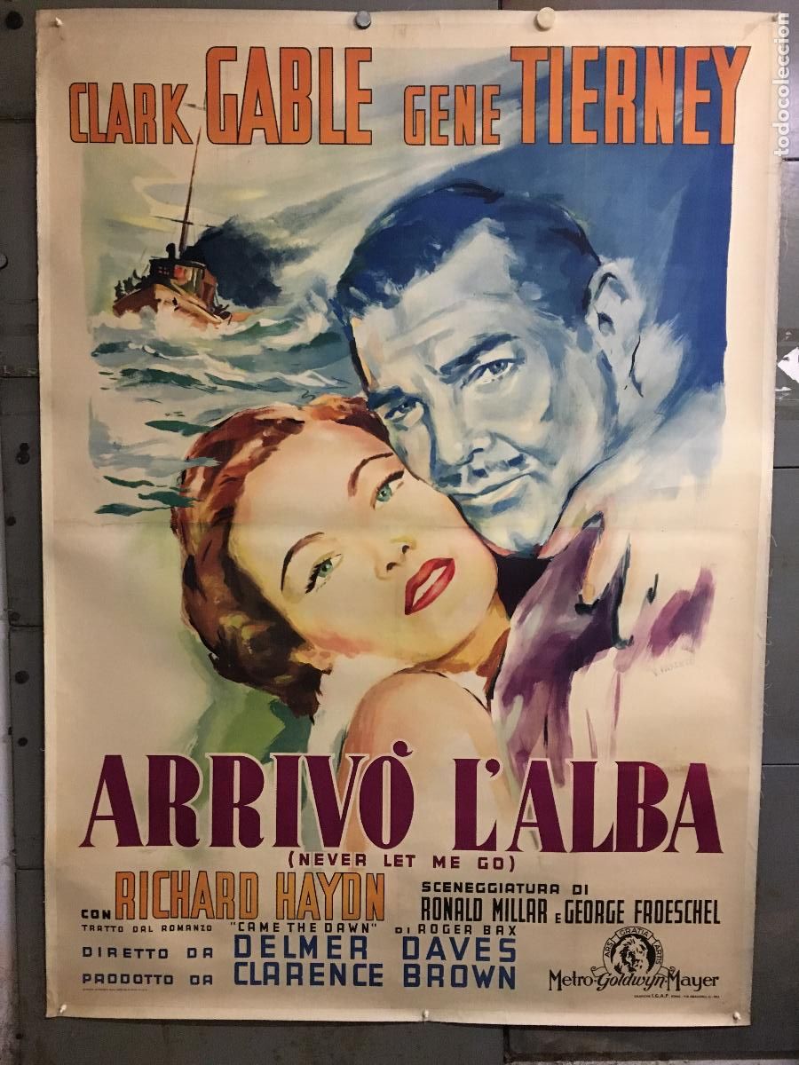 Cine: R0660 NO ME ABANDONES CLARK GABLE GENE TIERNEY POSTER ORIGINAL ITALIANO 140X200 ENTELADO
