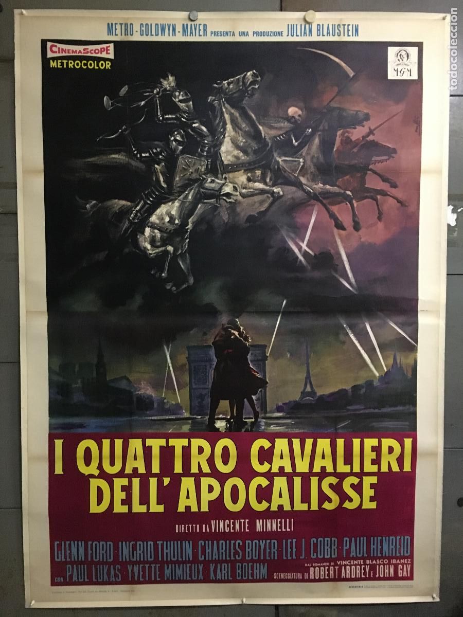 Cine: R0667 LOS CUATRO JINETES DEL APOCALIPSIS GLENN FORD POSTER ORIGINAL ITALIANO 140X200 ENTELADO