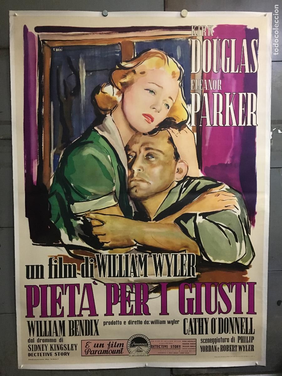 Cine: R0661 BRIGADA 21 KIRK DOUGLAS ELEANOR PARKER FILM NOIR BRINI POSTER ITALIANO 140X200 ENTELADO