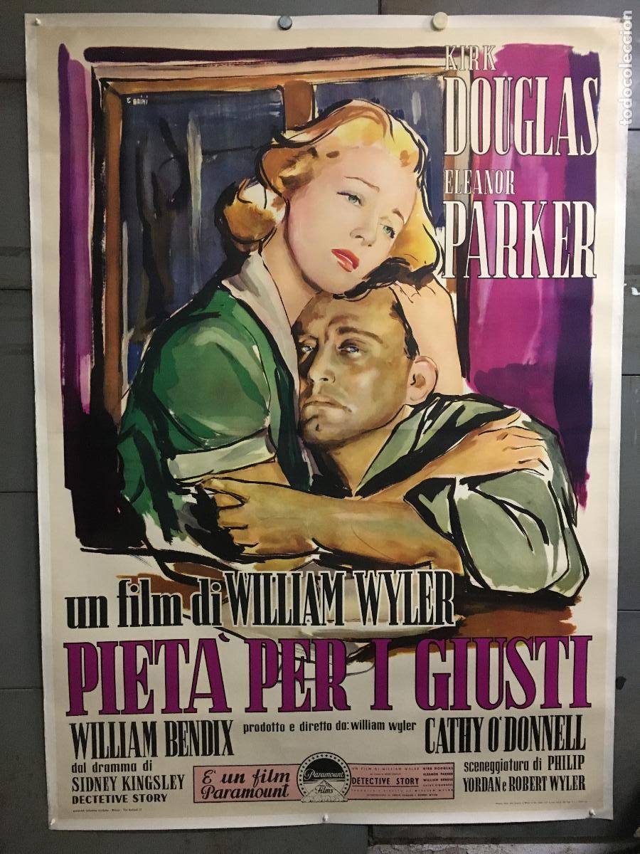 Cine: R0666 BRIGADA 21 KIRK DOUGLAS ELEANOR PARKER FILM NOIR BRINI POSTER ITALIANO 140X200 ENTELADO