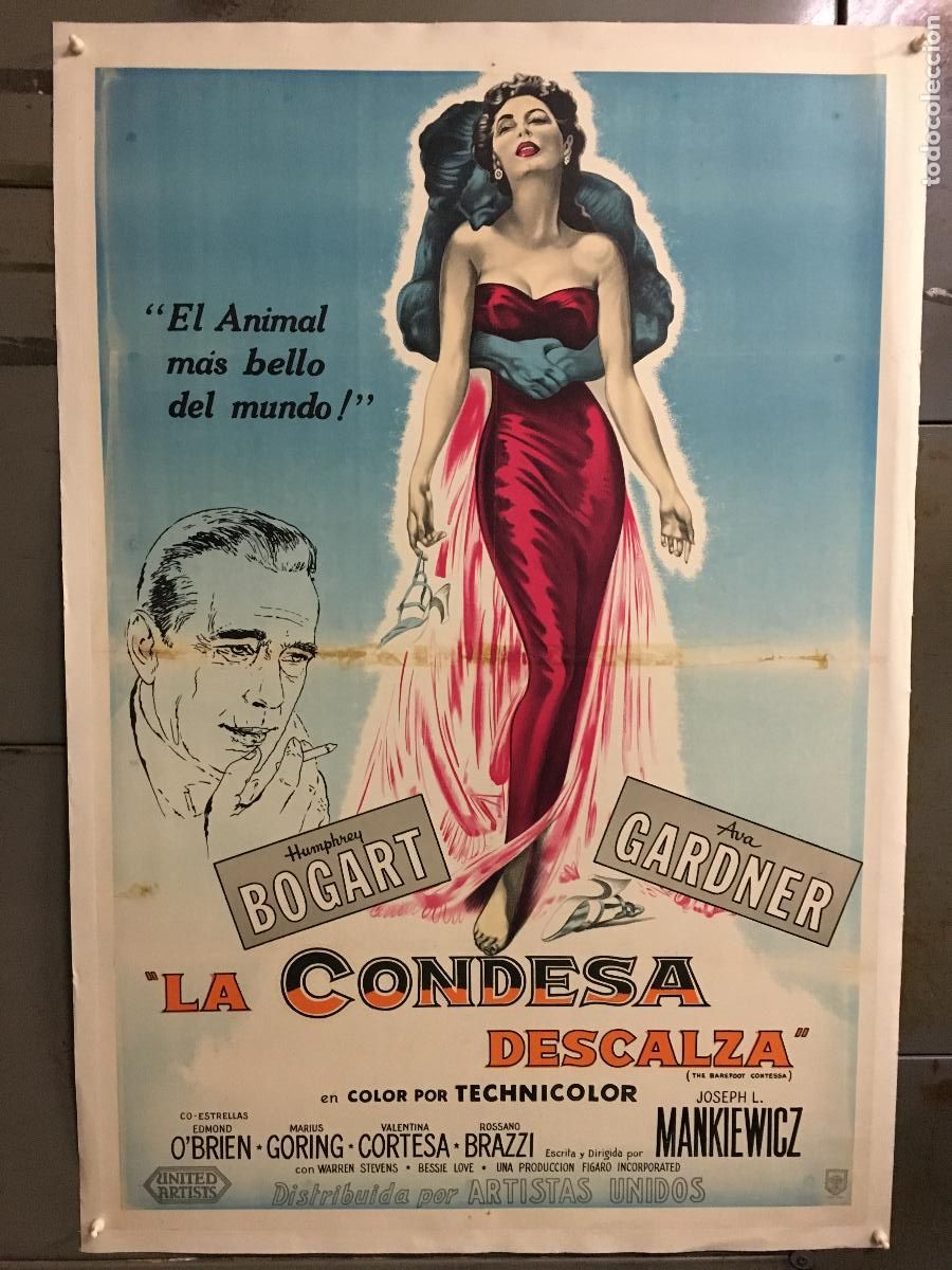 Cine: R0503 LA CONDESA DESCALZA AVA GARDNER BOGART POSTER ORIGINAL ARGENTINO 75X110 ENTELADO LITOGRAFIA
