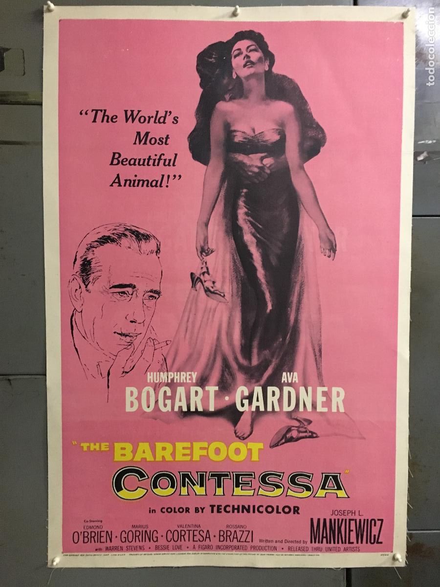 Cine: R0548 LA CONDESA DESCALZA AVA GARDNER BOGART POSTER ORIGINAL AMERICANO 70X105 ENTELADO