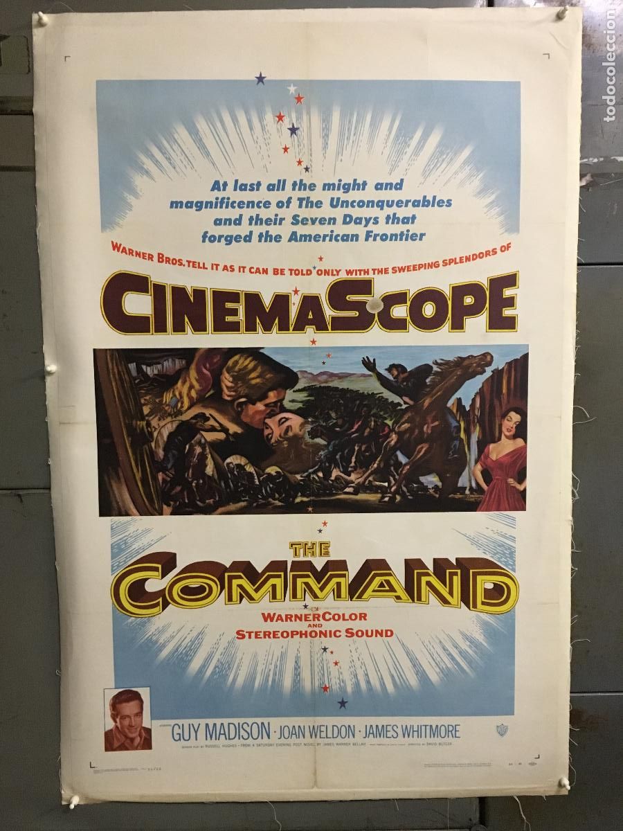 Cine: R0537 RETAGUARDIA GUY MADISON CINEMASCOPE POSTER ORIGINAL 70X105 AMERICANO ENTELADO
