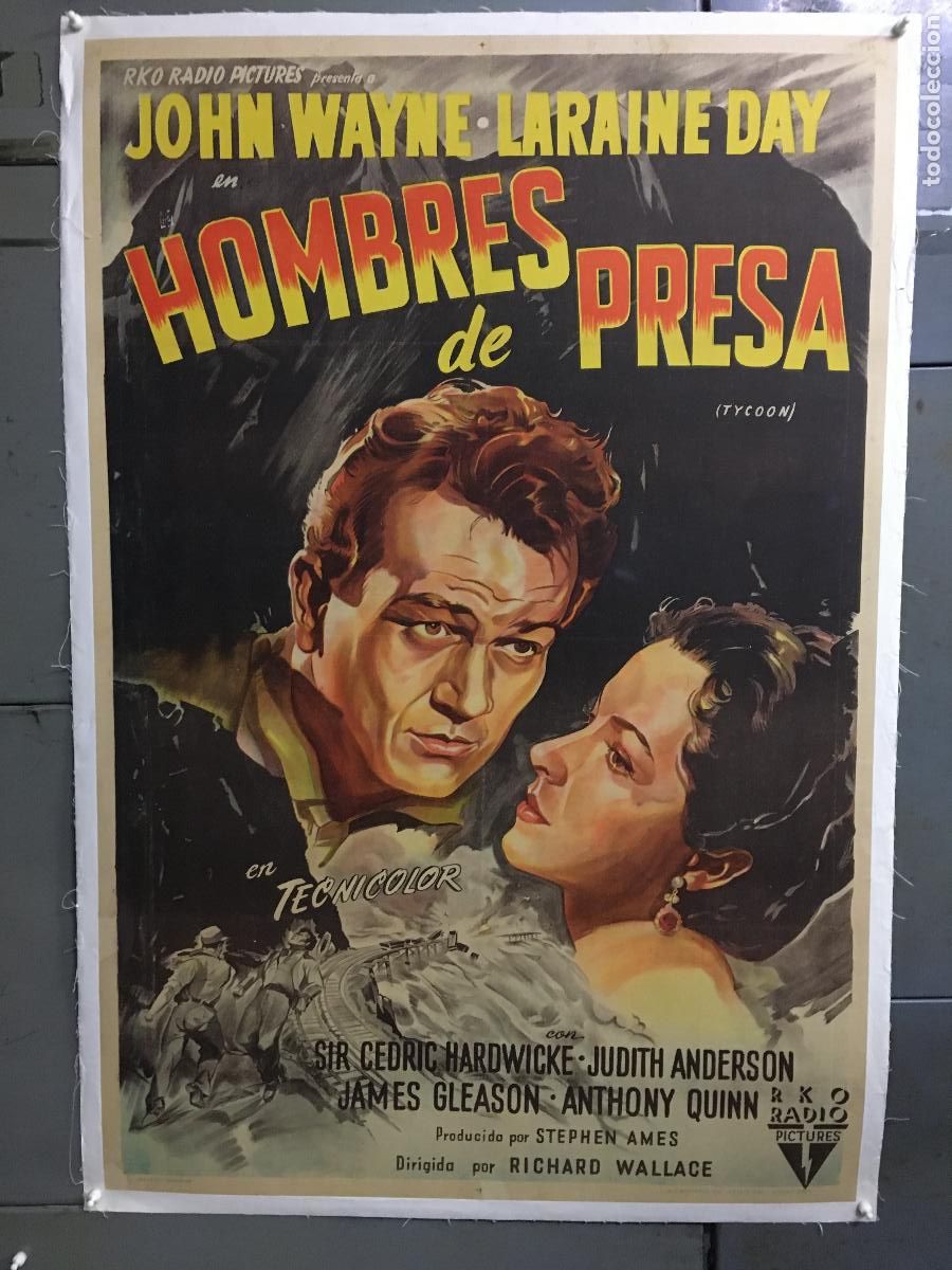 Cinema: R0513 HOMBRES DE PRESA JOHN WAYNE POSTER ORIGINAL ARGENTINO 75X110 ENTELADO LITOGRAFIA