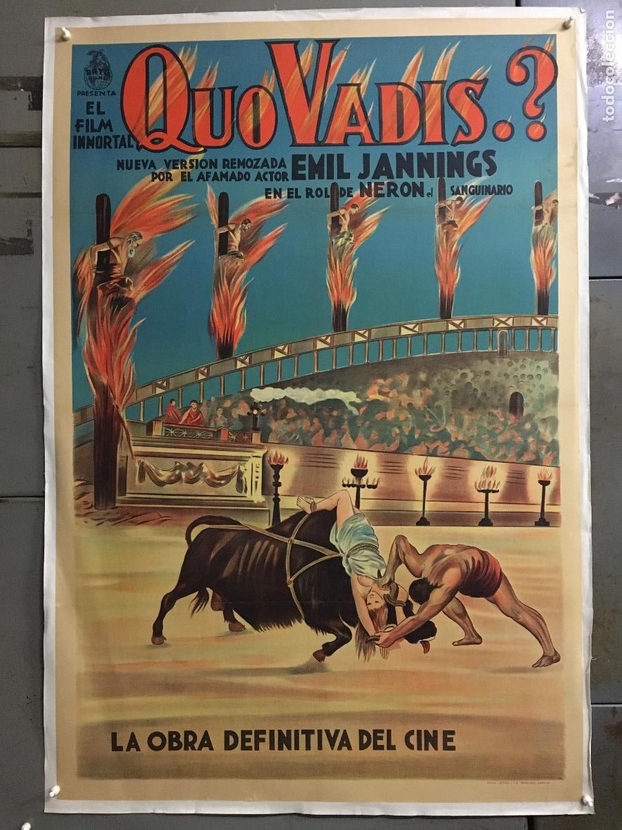 Kino: R0559 QUO VADIS EMIL JANNINGS CINE MUDO POSTER ORIGINAL ARGENTINO 75X110 ENTELADO LITOGRAFIA