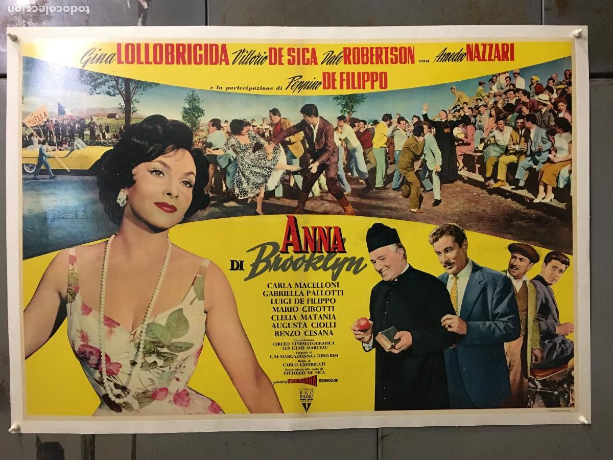Cine: R0536 ANA DE BROOKLYN GINA LOLLOBRIGIDA POSTER ORIGINAL ITALIANO 68X94 ENTELADO