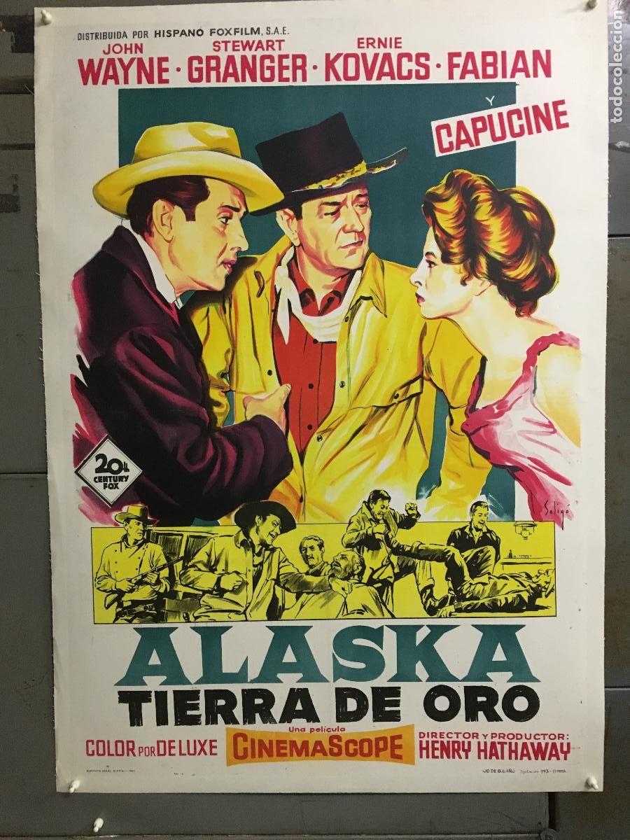 Kino: R0538 ALASKA TIERRA DE ORO JOHN WAYNE SOLIGO POSTER ORIGINAL ESTRENO 70X100 ENTELADO LITOGRAFIA