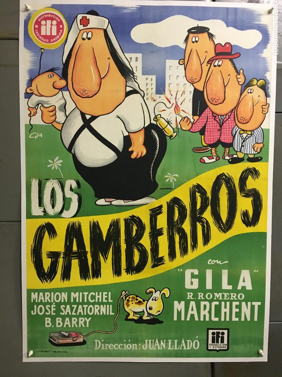 Cinema: R0514 LOS GAMBERROS GILA POSTER de GILA ORIGINAL ESTRENO 70X100 LITOGRAFIA ENTELADO