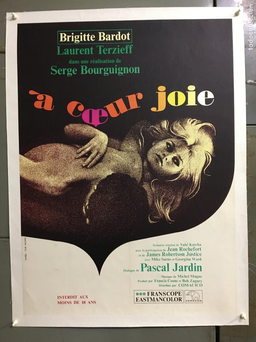 Cinema: R0552 TWO WEEKS IN SEPTEMBER BRIGITTE BARDOT POSTER ORIGINAL FRANCES 60X80 ENTELADO