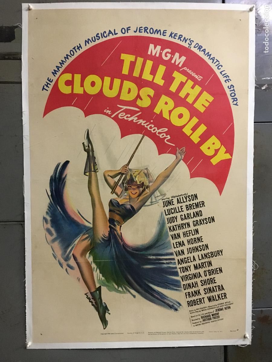 Cine: R0535 TILL THE CLOUDS ROLL BY JUDY GARLAND FRANK SINATRA POSTER AMERICANO 70X105 ENTELADO LITOGRAFIA