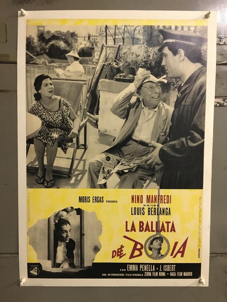 Cin&eacute;ma: R0533 EL VERDUGO BERLANGA JOSE ISBERT EMMA PENELLA POSTER ORIGINAL ITALIANO 47X68 ENTELADO
