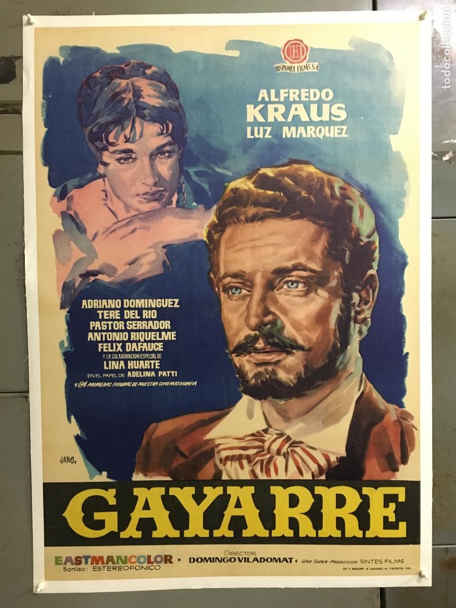 Cine: R0579 GAYARRE ALFREDO KRAUS JANO POSTER ORIGINAL 70X100 ESTRENO ENTELADO