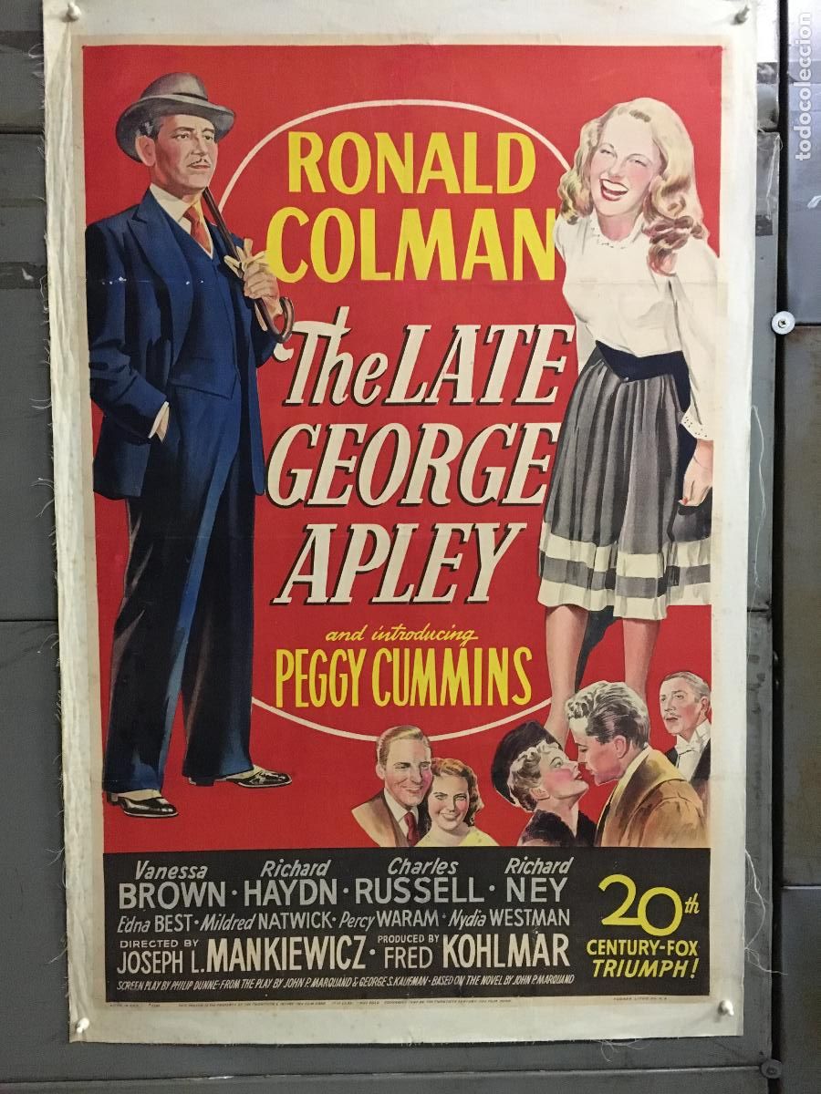 Cine: R0588 THE LATE GEORGE APLEY RONALD COLMAN MANKIEWICZ POSTER AMERICANO 70X105 ENTELADO LITOGRAFIA