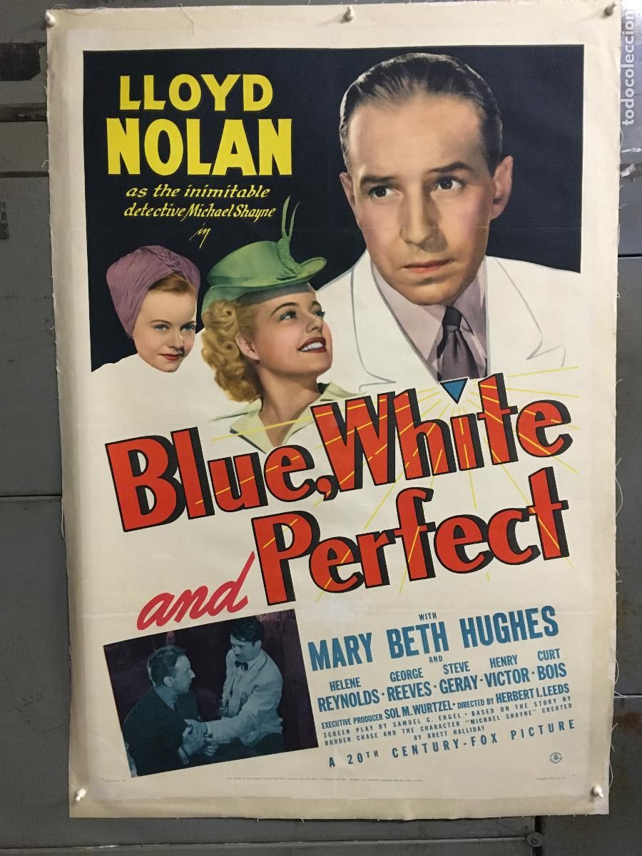 Cine: R0587 BLUE WHITE AND PERFECT LLOYD NOLAN POSTER ORGINAL AMERICANO 70X105 ENTELADO LITOGRAFIA
