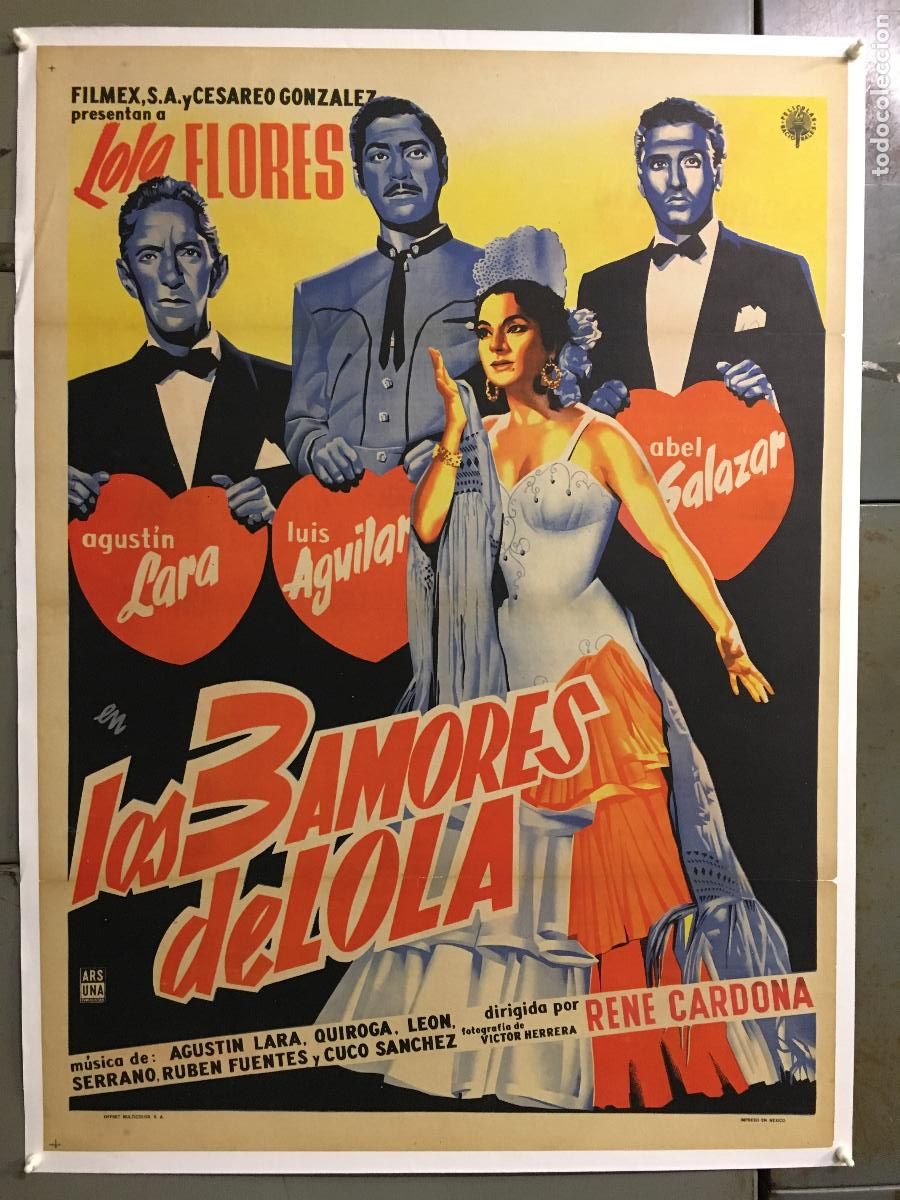 Cinema: R0583 JOSEP RENAU LOLA TORBELLINO LOLA FLORES POSTER ORIGINAL MEJICANO 70X94 LITOGRAFIA ENTELADO