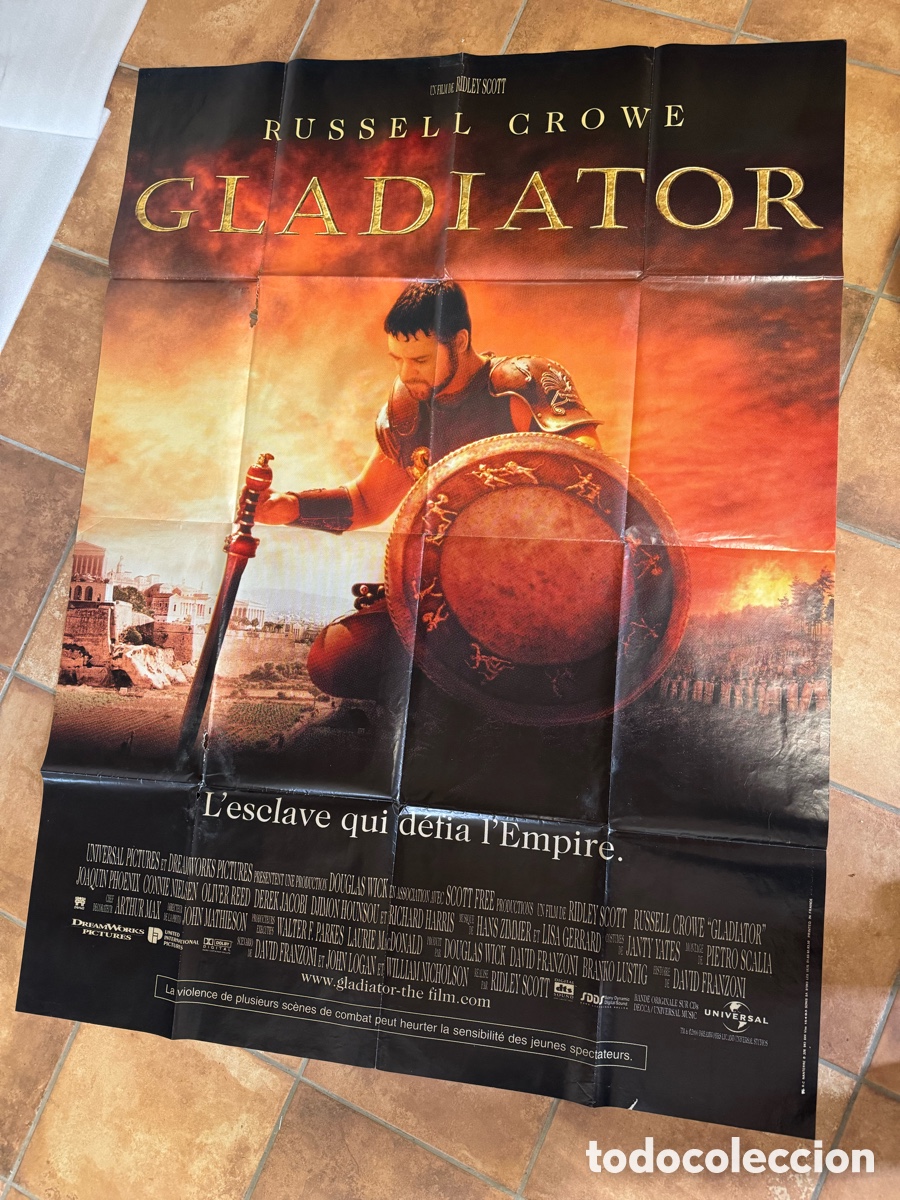 Cine: GLADIATOR RUSSELL CROWE JOAQUIN PHOENIX RIDLEY SCOTT 2000 POSTER CARTEL ORIGINAL FRANC&Eacute;S 115X155