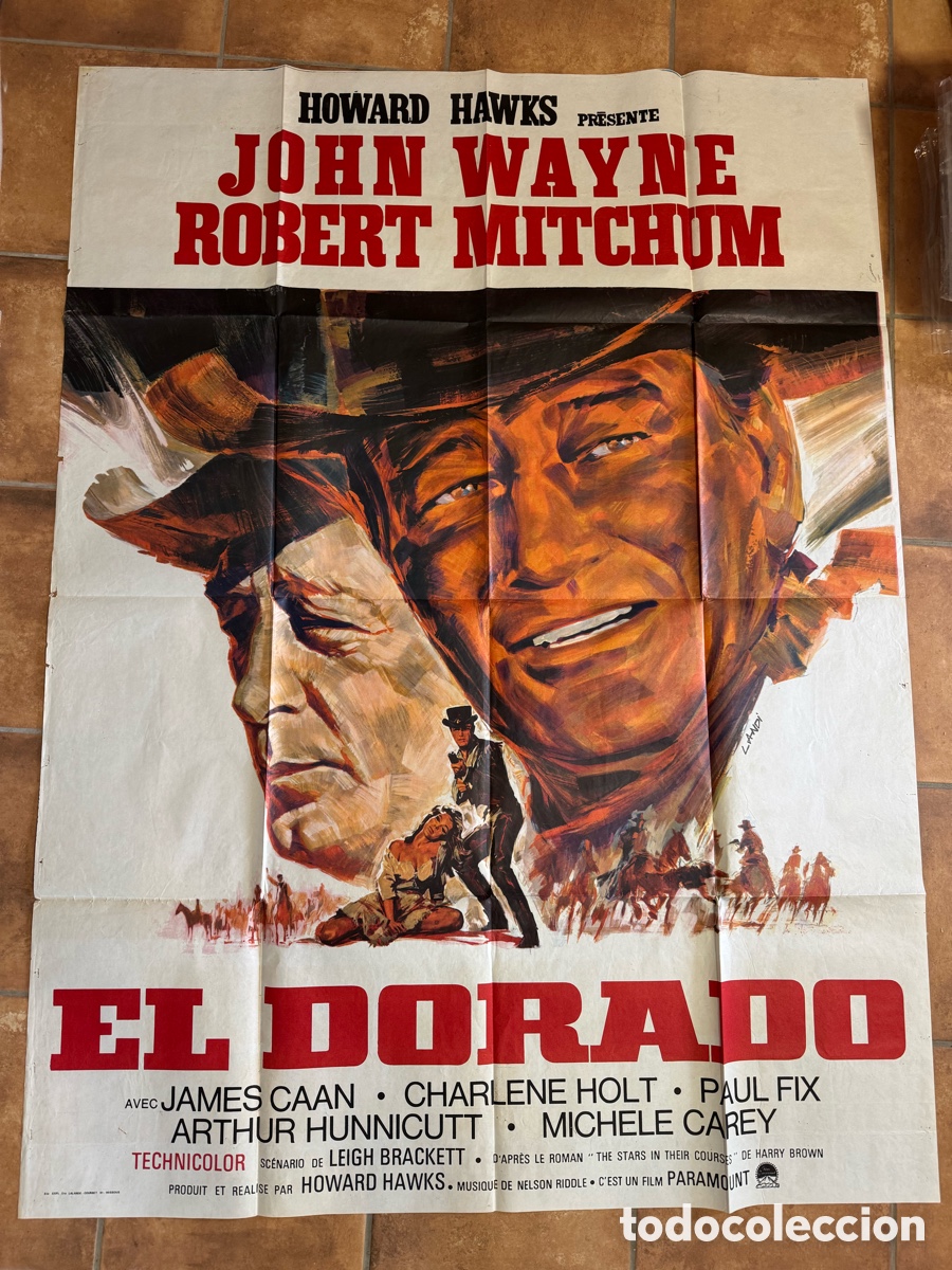 Cine: EL DORADO 1966 JOHN WAYNE ROBERT MITCHUM HOWARD HAWKS POSTER CARTEL ORIGINAL FRANC&Eacute;S 118X160 CM