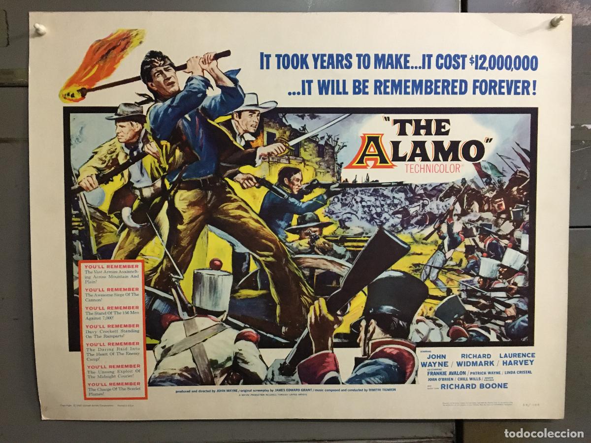 Cine: R0633 EL ALAMO JOHN WAYNE POSTER ORIGINAL USA 55X72 ENTELADO