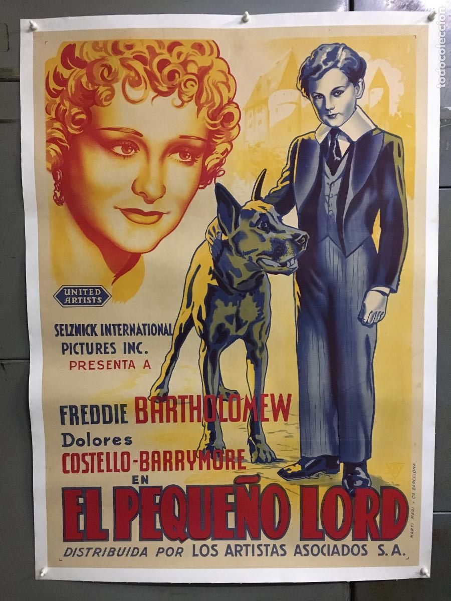 Kino: R0628 EL PEQUE&Ntilde;O LORD FREDDIE BARTHOLOMEW POSTER ORIGINAL ESTRENO 70X100 ENTELADO LITOGRAFIA