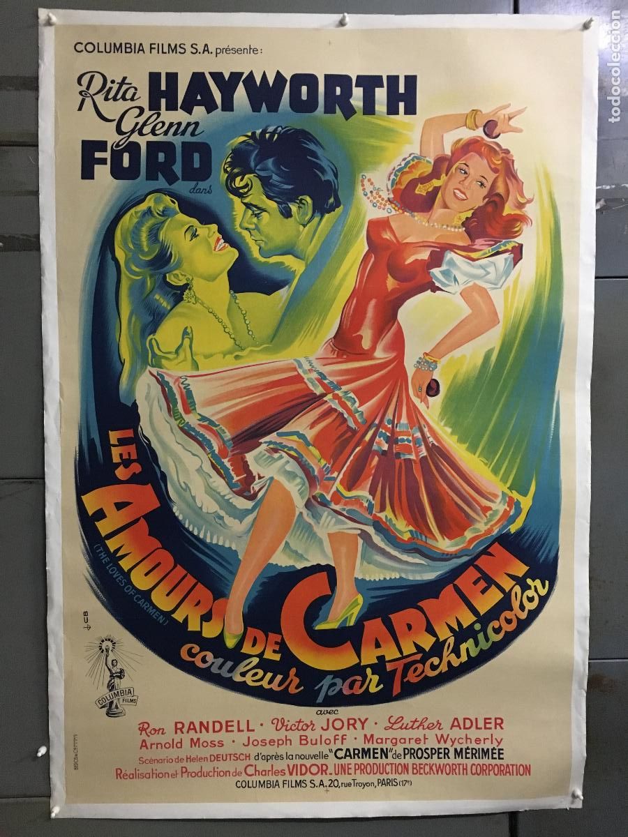 Cin&eacute;ma: R0621 LOS AMORES DE CARMEN RITA HAYWORTH POSTER ORIGINAL FRANCES 84X124 ENTELADO LITOGRAFIA