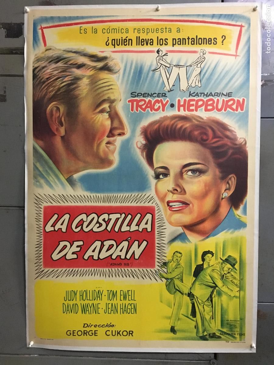 Cinema: R0604 LA COSTILLA DE ADAN KATHARINE HEPBURN TRACY POSTER ORIG ARGENTINO 75X110 ENTELADO LITOGRAFIA