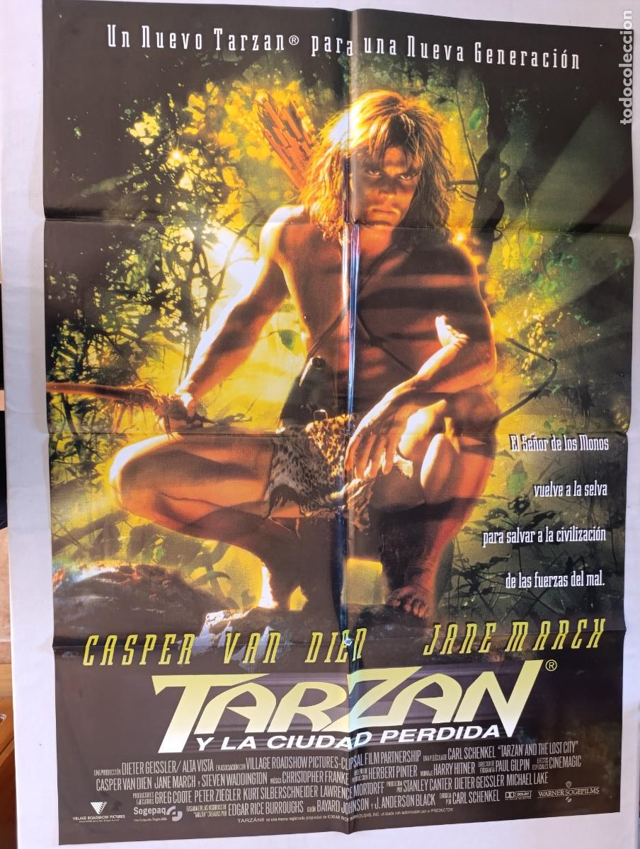 Cine: POSTER ORIGINAL TARZAN Y LA CIUDAD PERDIDA - 96 X 67 CM - CASPER VAN DIEN (388)