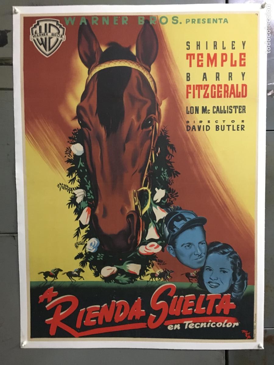 Cine: R0577 A RIENDA SUELTA SHIRLEY TEMPLE CARRERAS CABALLOS POSTER ORIGINAL ESTRENO 70X100 ENTELADO LITO
