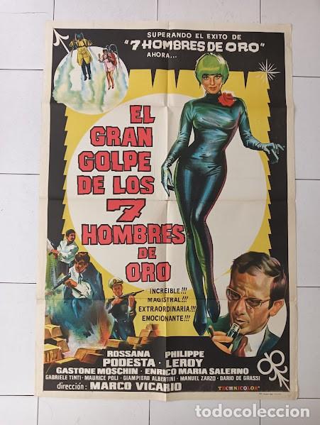Cine: EPX 0581 EL GRAN GOLPE DE LOS 7 HOMBRES DE ORO ROSSANA PODESTA POSTER ORIGINAL 75X110 ARGENTINO