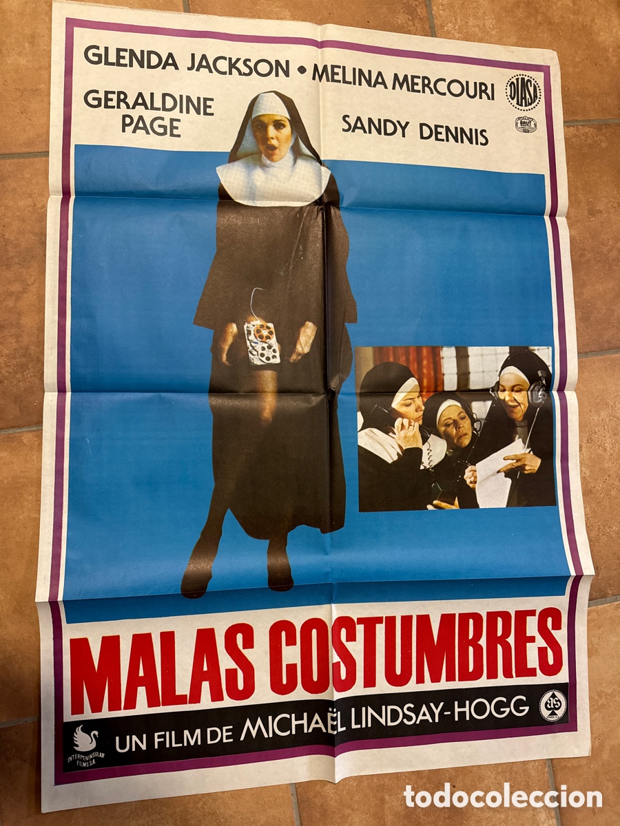 Cine: MALAS COSTUMBRES MELINA MERCOURI GLENDA JACKSON POSTER ORIGINAL ESTRENO