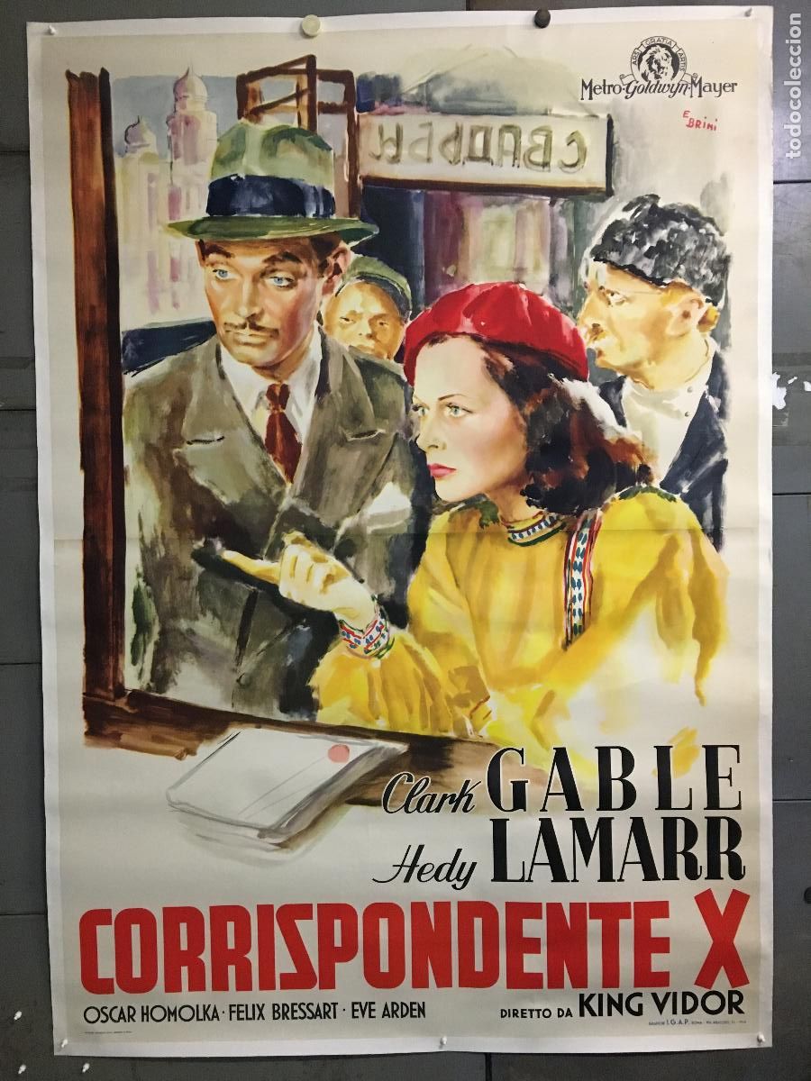 Cin&eacute;ma: R0680 CAMARADA X CLARK GABLE HEDY LAMARR KING VIDOR BRINI POSTER ITALIANO 140X200 ENTELADO