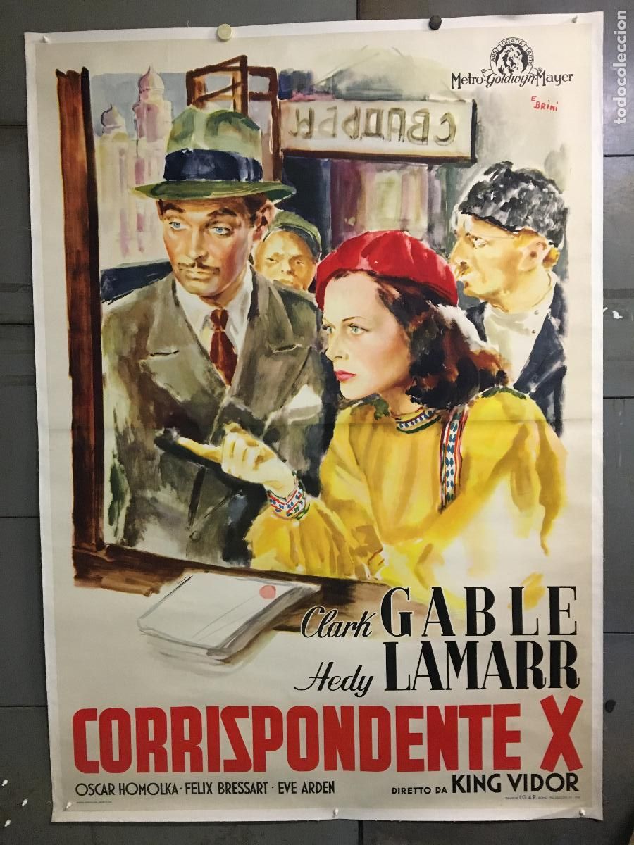 Cine: R0682 CAMARADA X CLARK GABLE HEDY LAMARR KING VIDOR BRINI POSTER ITALIANO 140X200 ENTELADO